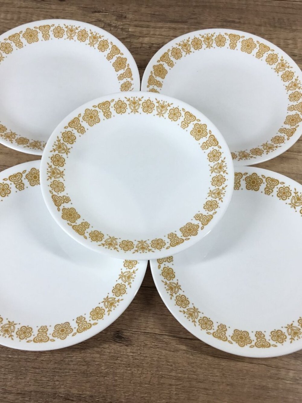 Set Of 5 Corelle Butterfly Gold Bread Plates 6.75" White & Yellow Floral Design